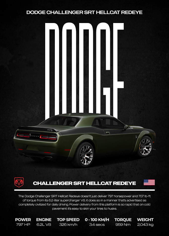 Dodge Challenger SRT Hellcat Redeye Poster