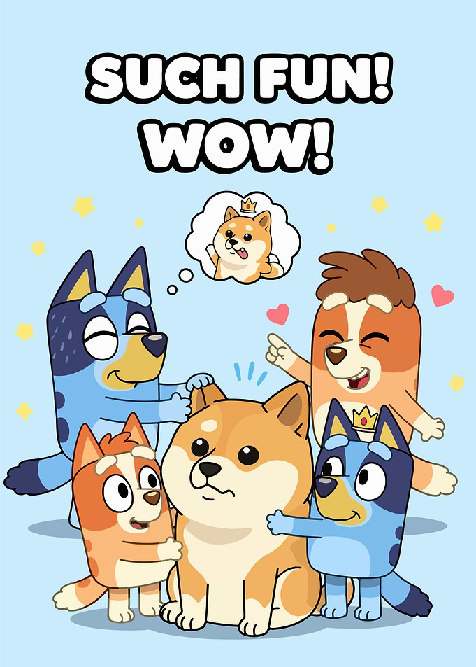 Bluey and Bingo with Shiba Inu
