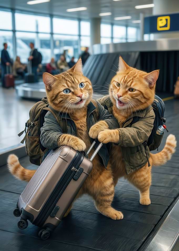 Cats Traveling with Luggage