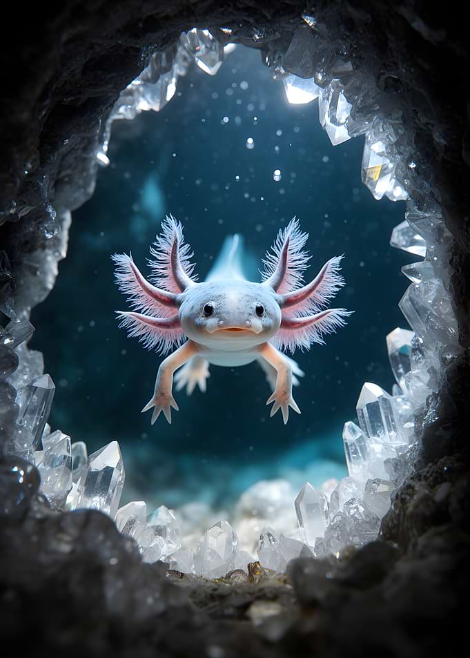 Axolotl in Crystal Cave
