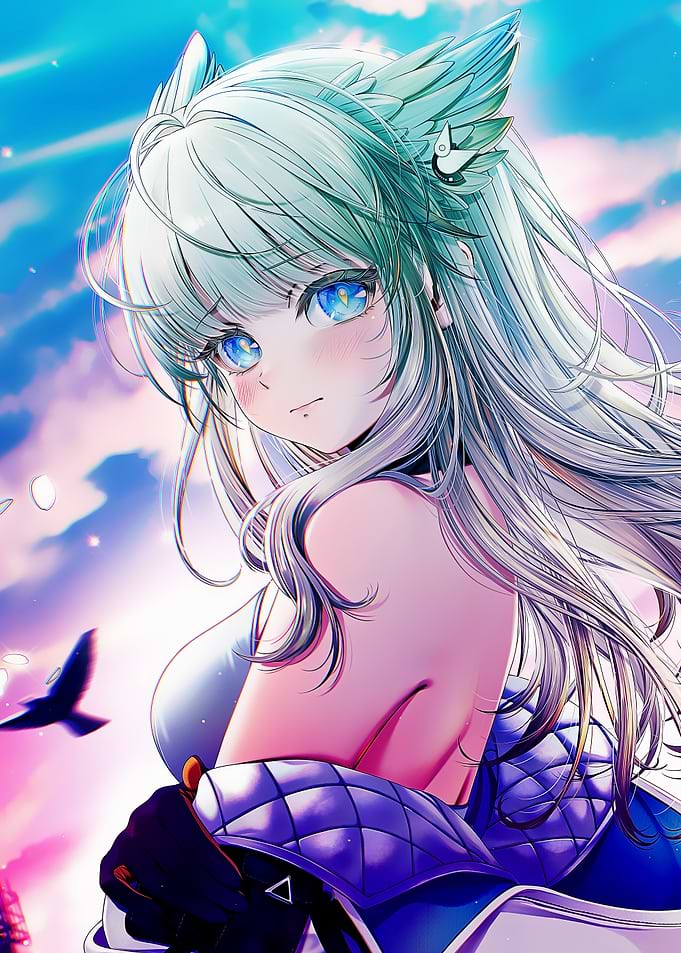 Anime Girl with Blue Eyes and White Hair