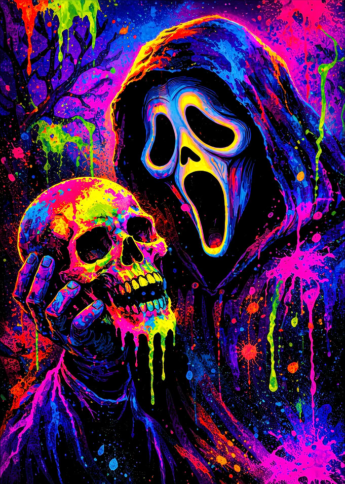Scream Ghostface and Skull Neon Art