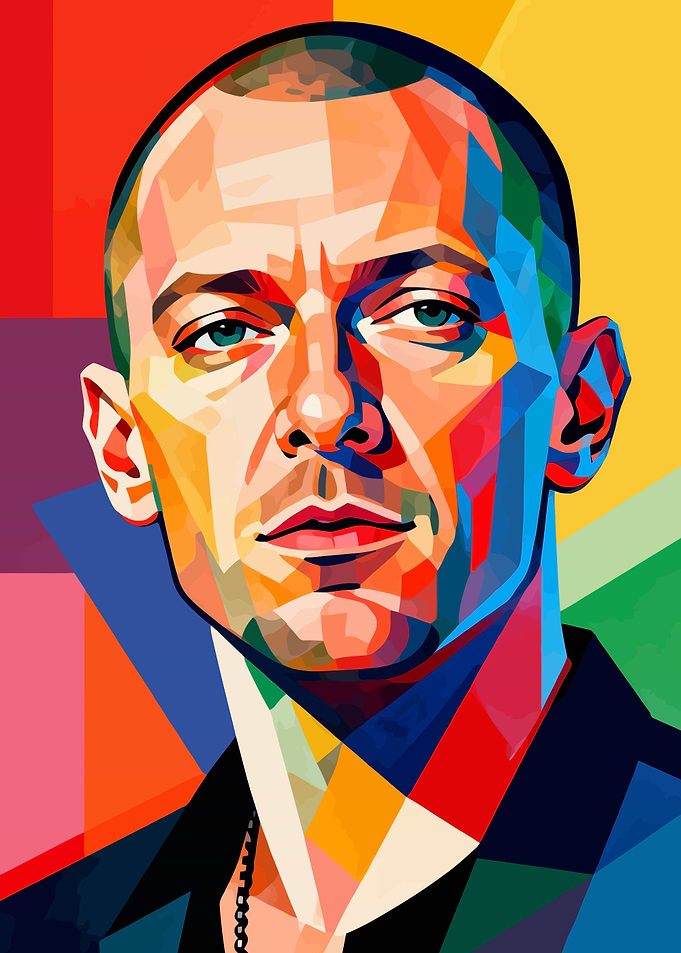 Pop Art Portrait of a Bald Man