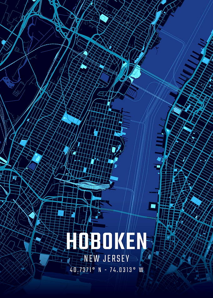 Hoboken New Jersey Midnight City Map