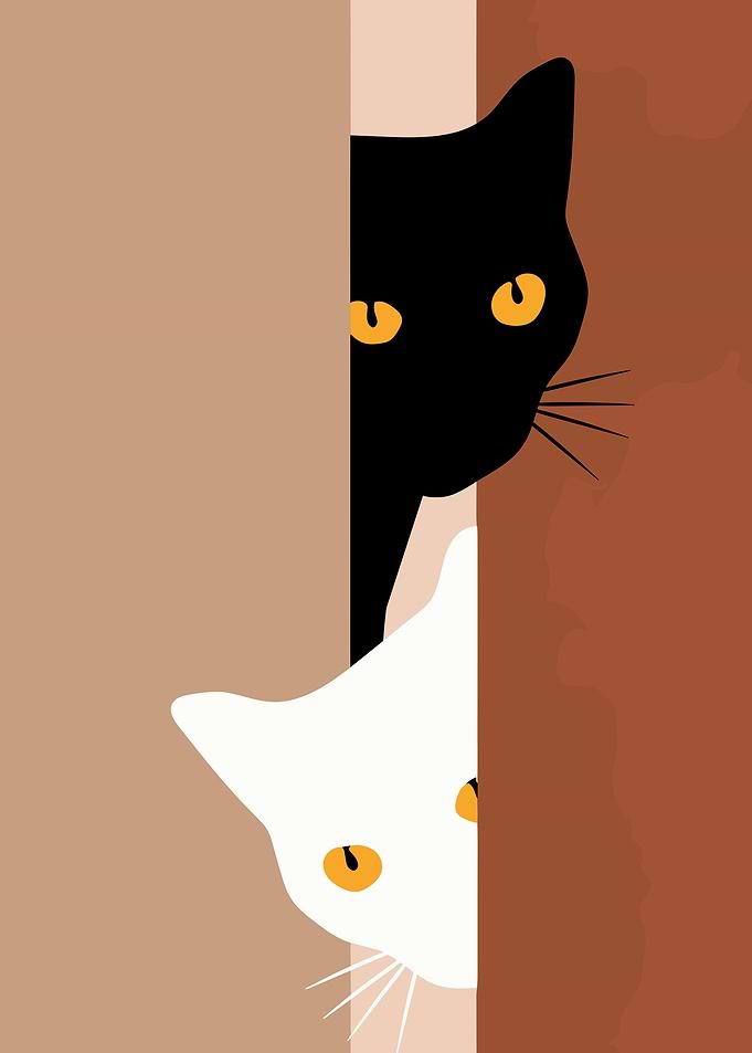 Two Cats Peeking Out