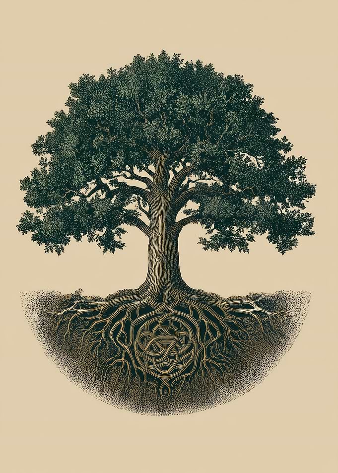 Tree of Life with Celtic Knot Roots