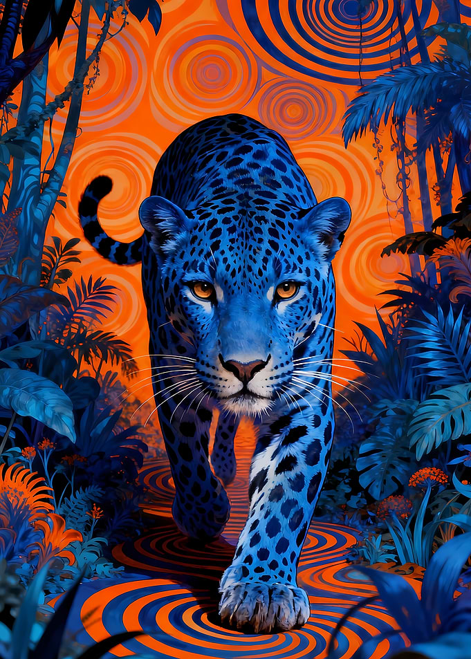 Blue Jaguar in a Jungle