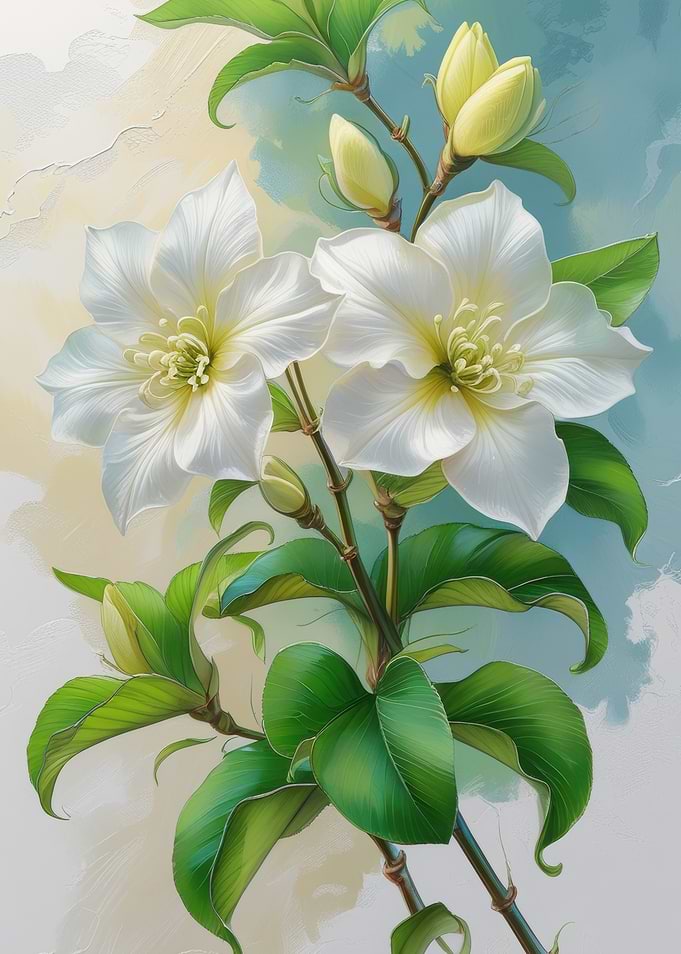 White Flowers and Green Leaves