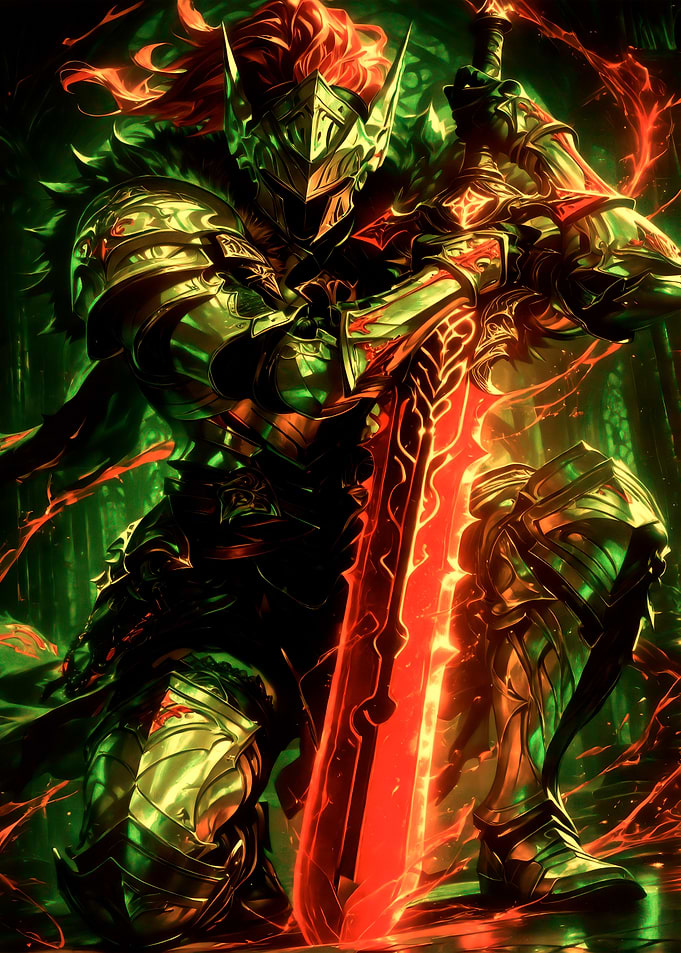 Fiery Knight with Glowing Sword