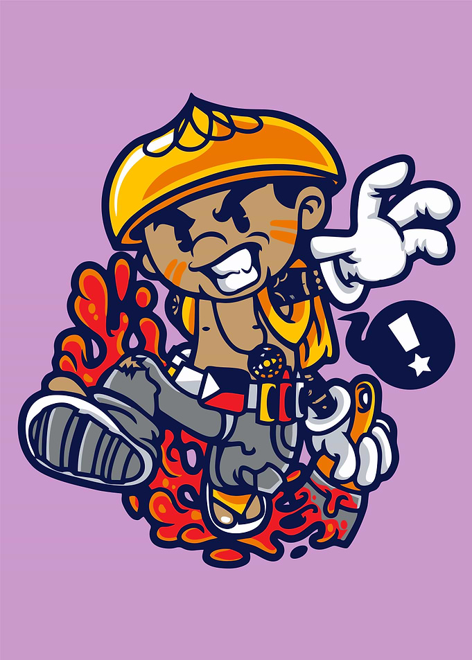 Graffiti Artist Character with Paint Splatter