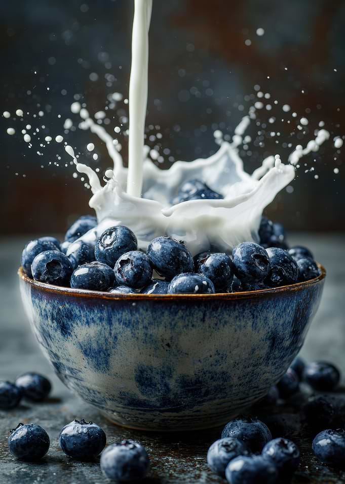 Milk Splash on Blueberries