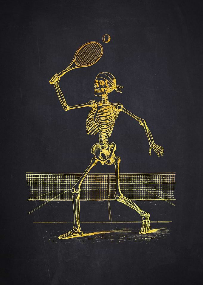 Skeleton Playing Table Tennis
