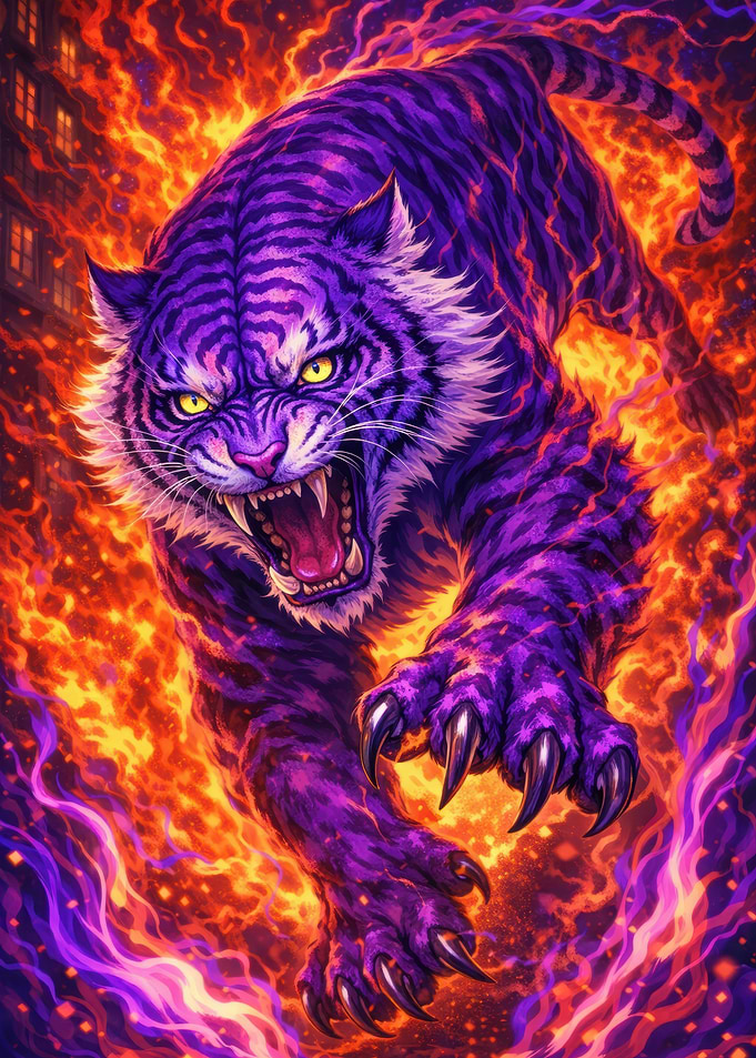 Purple Tiger in Flames