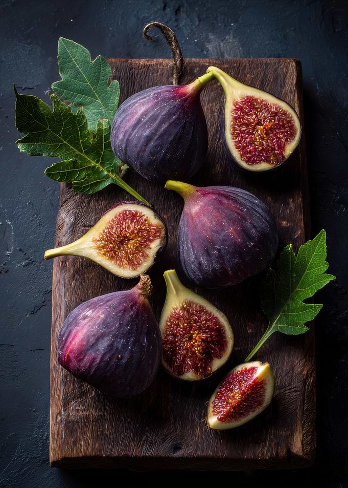Fresh Figs on a Wooden Board