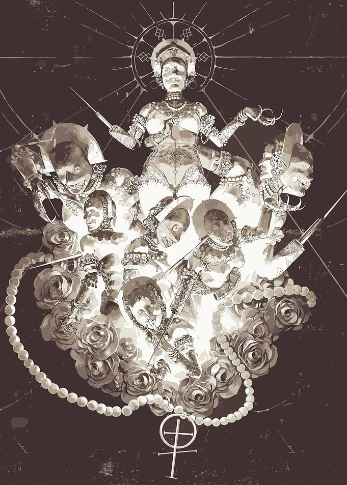 Gothic Floral Figure with Pearls