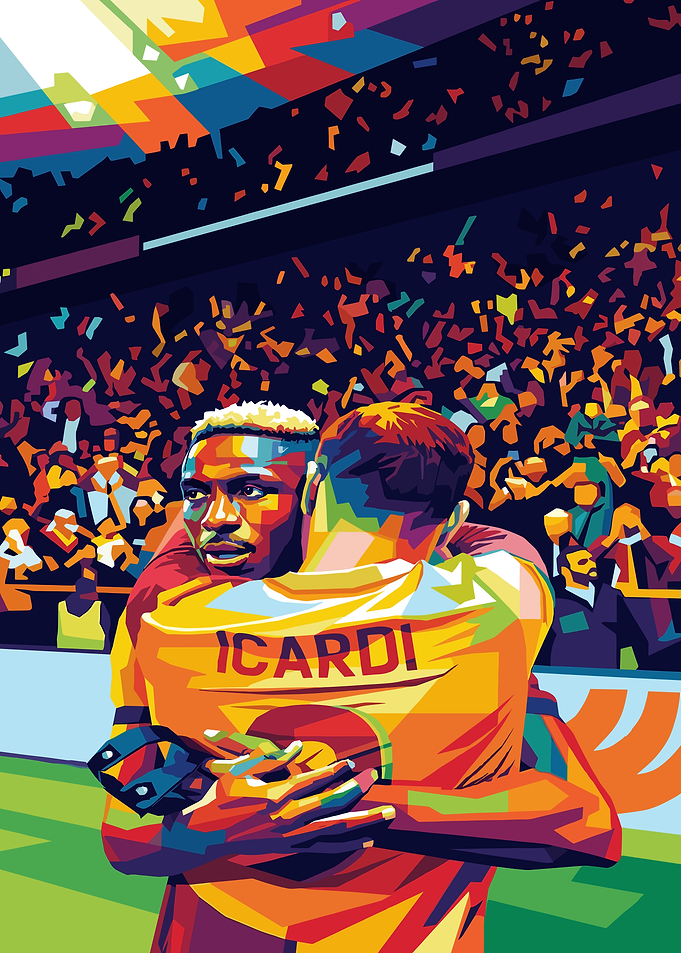 Osimhen and Icardi Football players celebrating