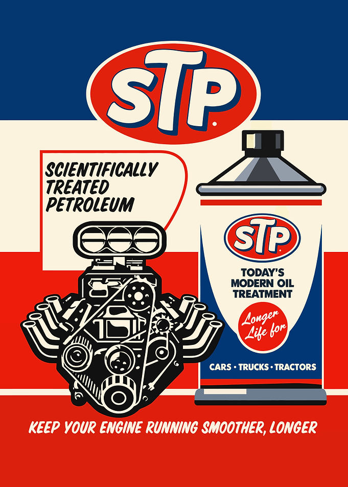 STP Oil Treatment Vintage Poster