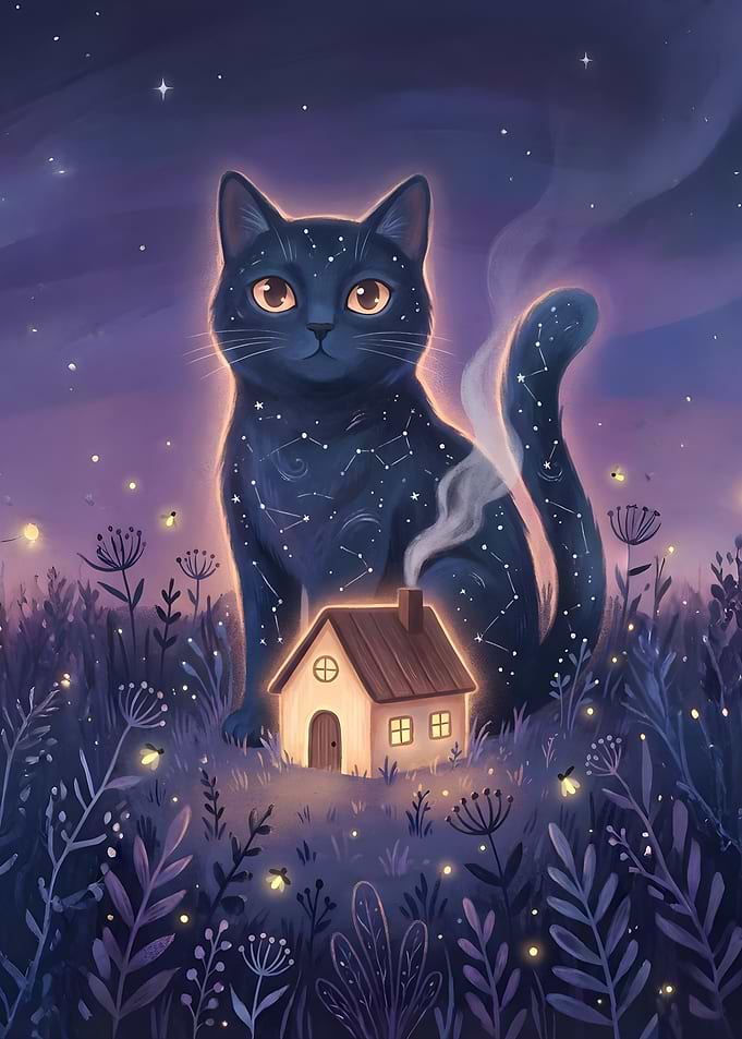 Celestial Cat and Cozy House