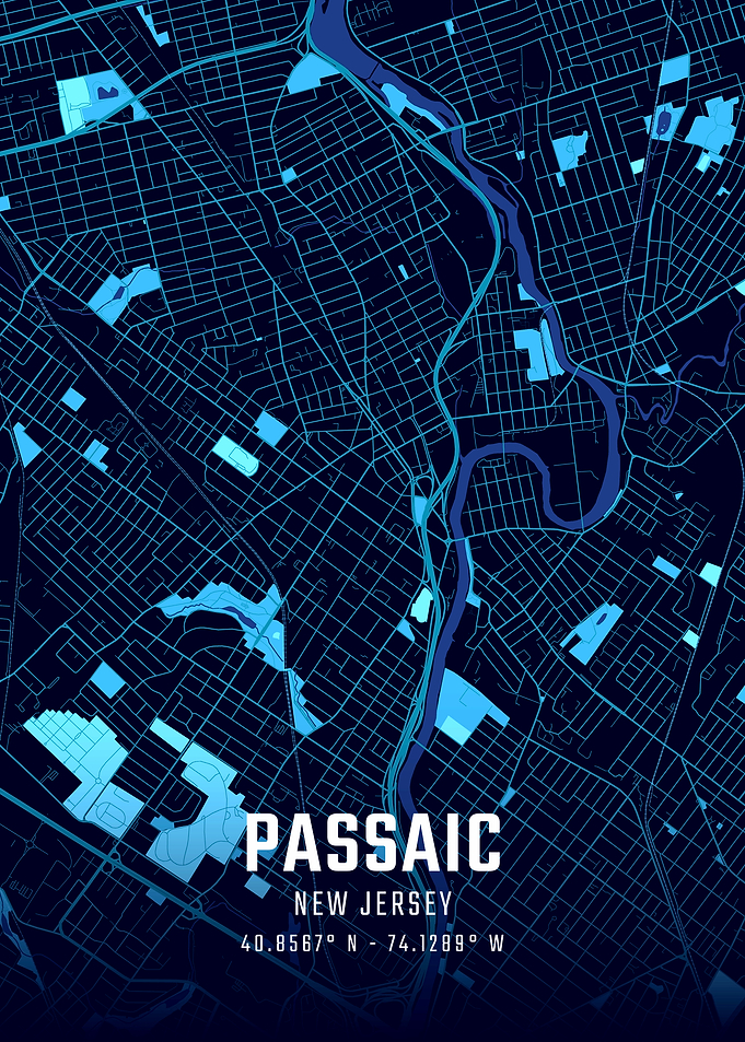 Passaic New Jersey Midnight City Map