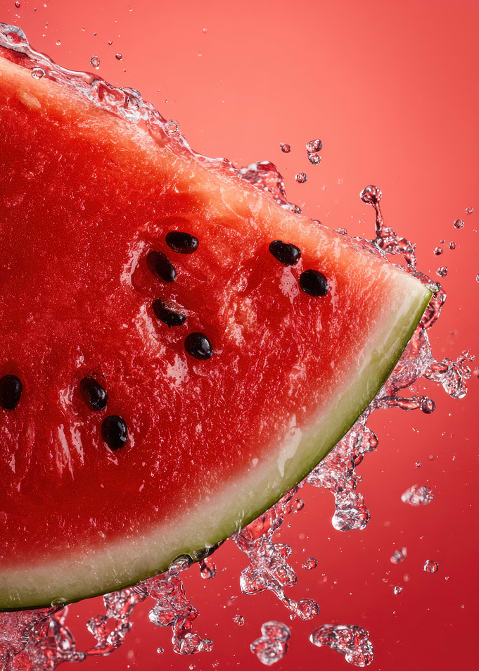 Watermelon Slice with Water Splash