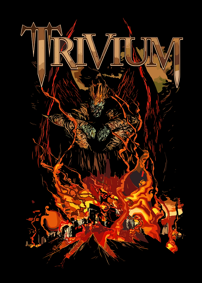 Trivium Band Logo with Fiery Demon