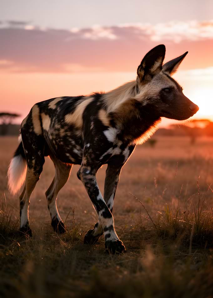 African Wild Dog at Sunset