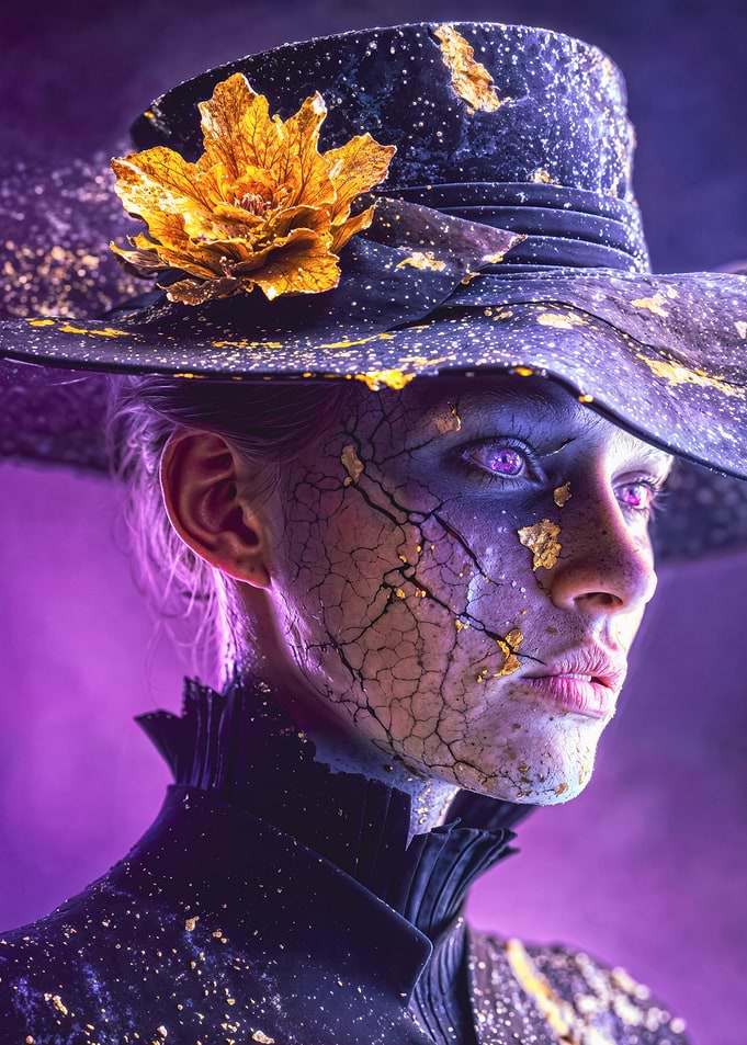 Mysterious Golden Witch Digital Portrait
