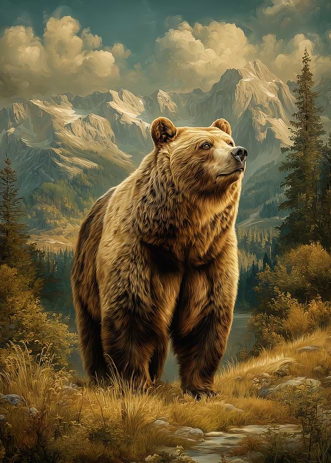 Majestic Bear in Mountain Landscape