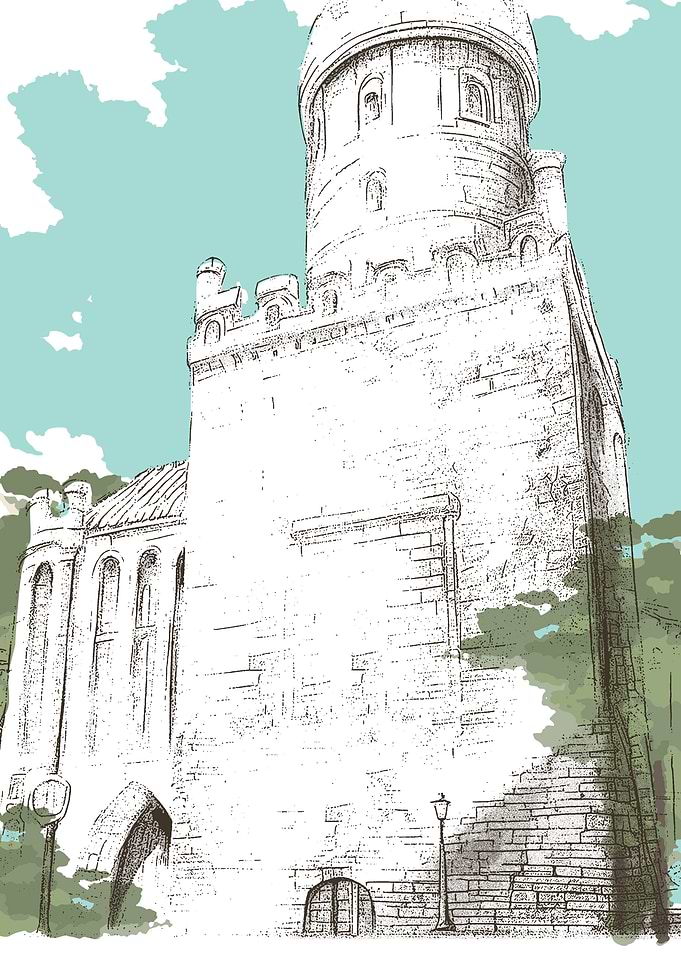 Sketch of a Stone Tower and Sky