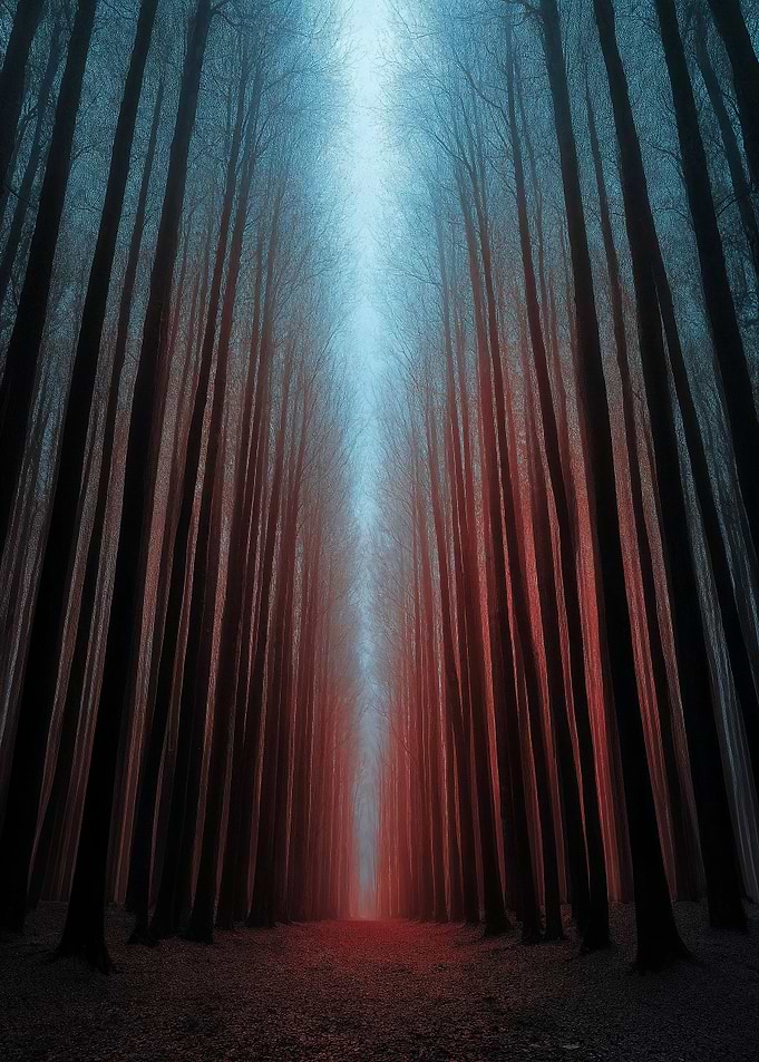 Mystical Forest Path with Light