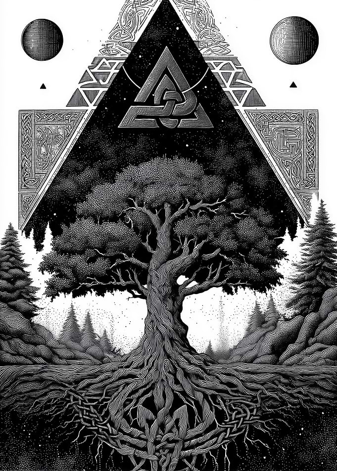 Mystical Tree of Life with Celtic Knot