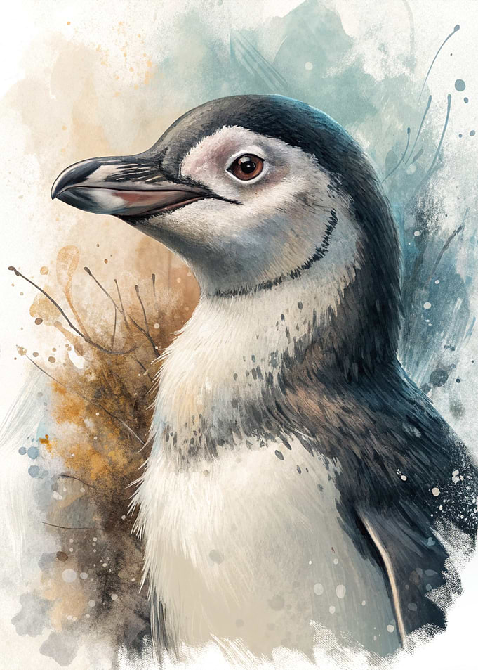 Watercolor Penguin Portrait