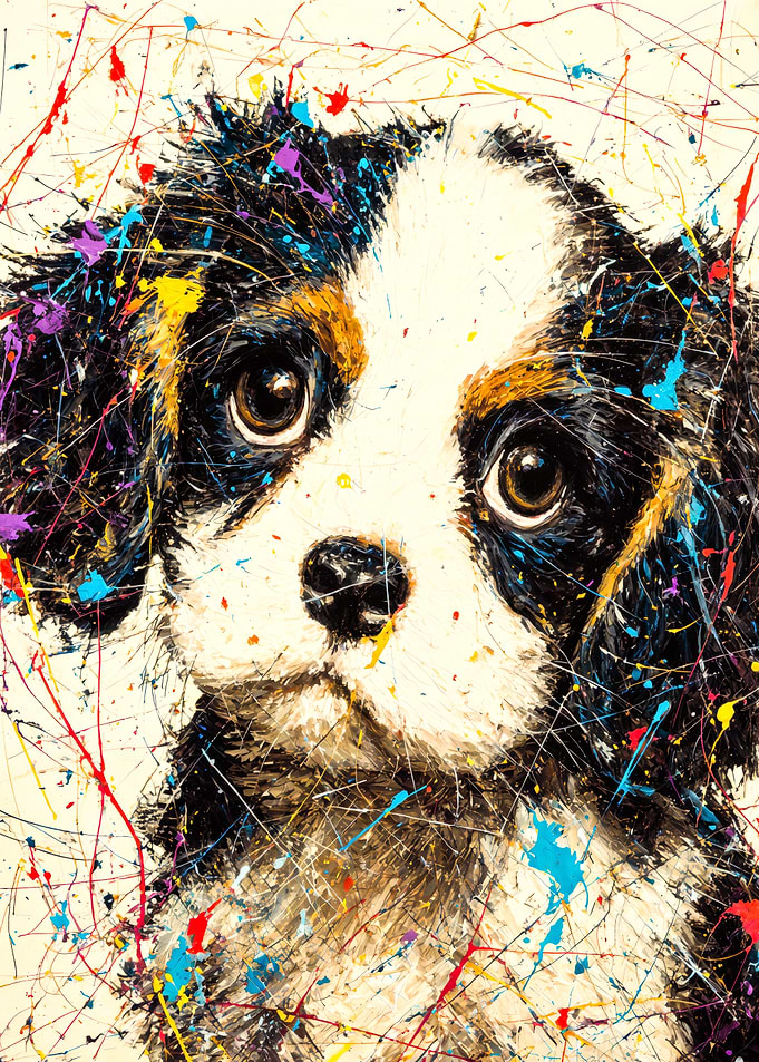 Vibrant Puppy Splash Art Painting