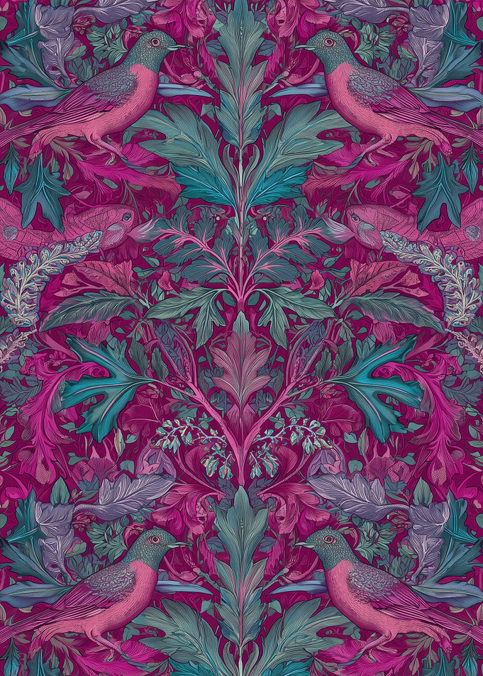 Victorian Bird and Floral Pattern