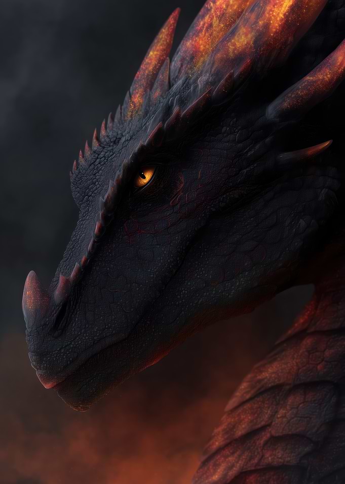 Fiery Dragon Head Close-up