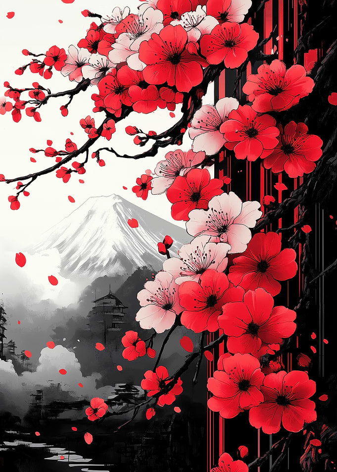 Cherry Blossoms with Mount Fuji