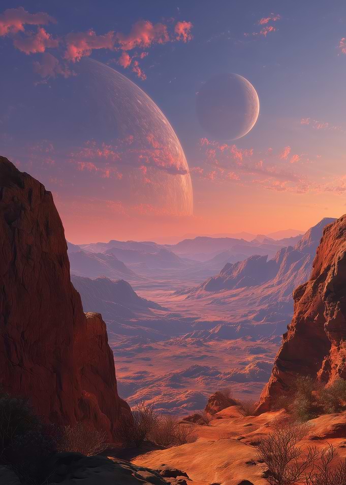 Alien Landscape with Two Moons