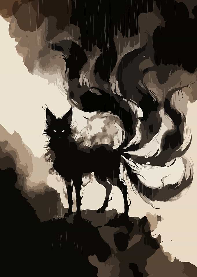 Mystical Fox in Stormy Atmosphere