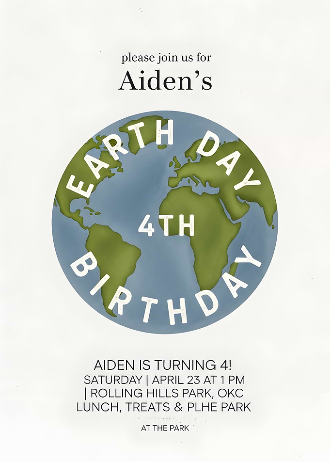 Aiden's Earth Day Birthday Invitation