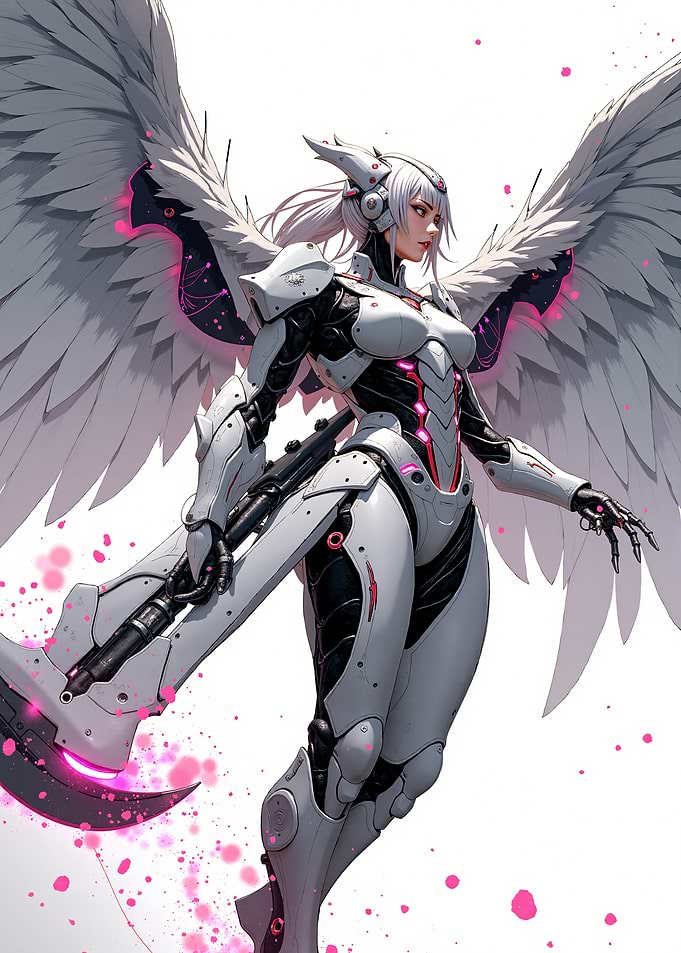 Cybernetic Angel Warrior with Scythe