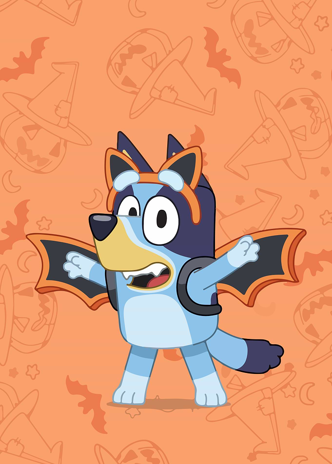 Bluey in Halloween Bat Costume