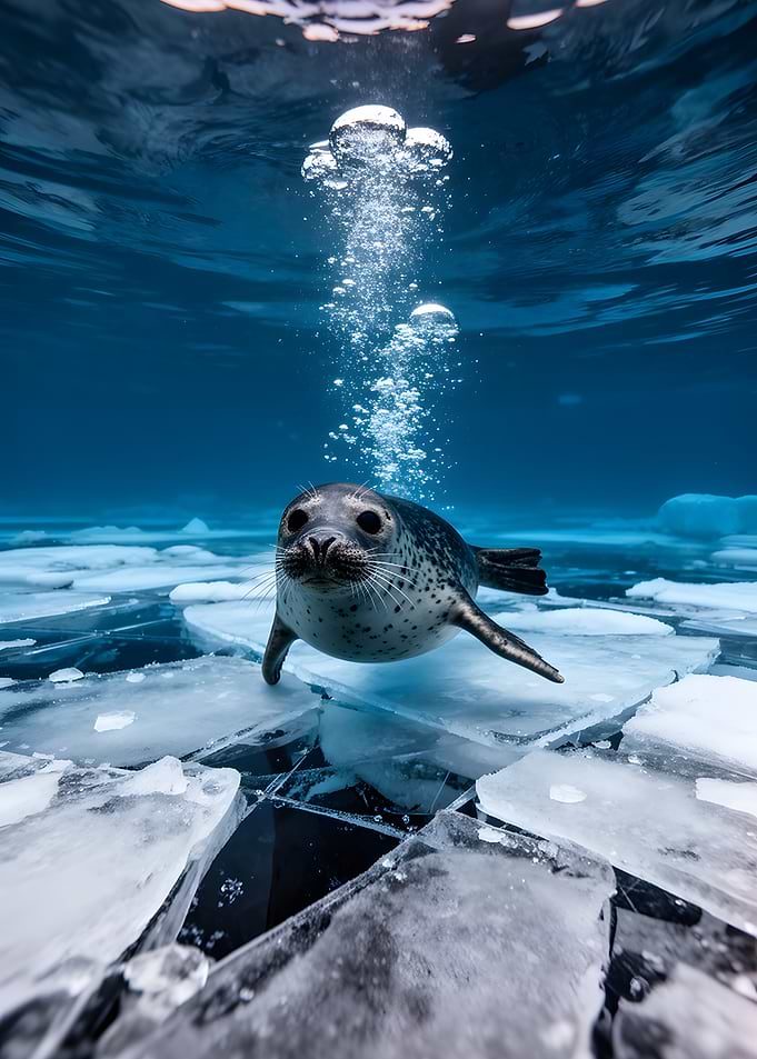 Seal surfacing through ice