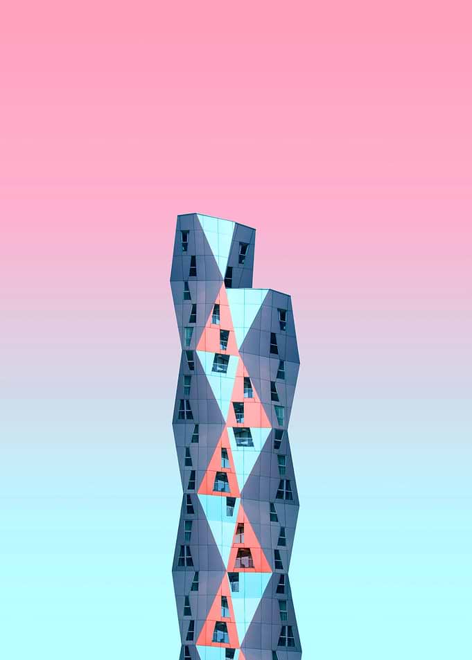 Geometric Building Against Gradient Sky Architecture Fine Art Photography