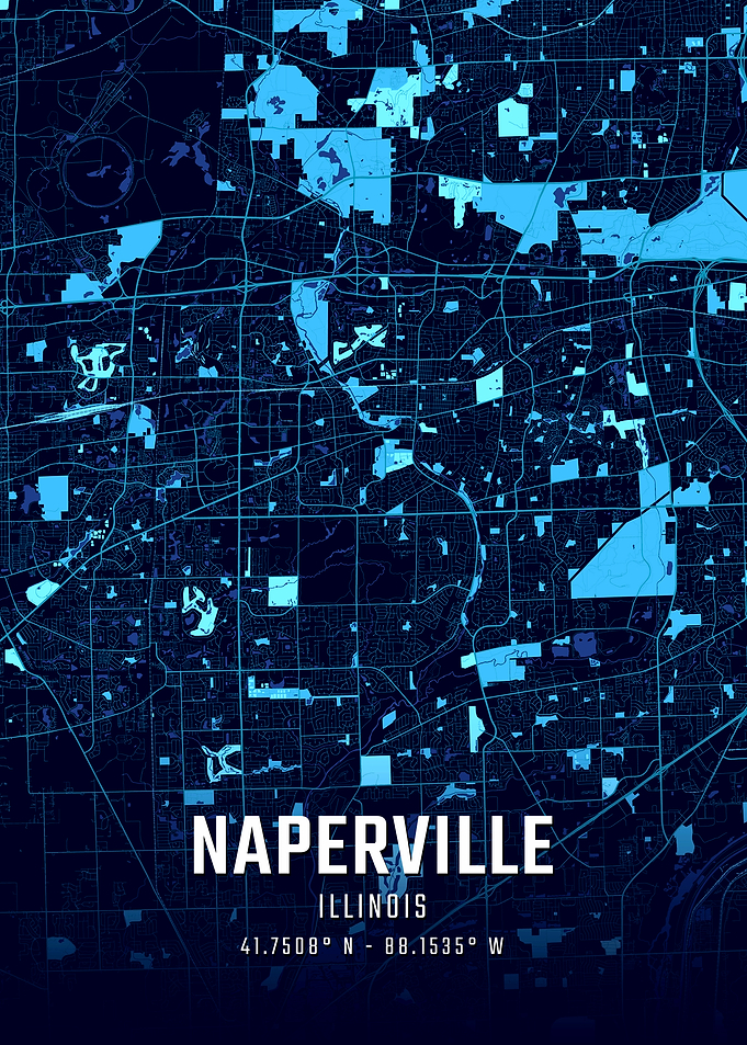 Naperville Illinois Midnight City Map