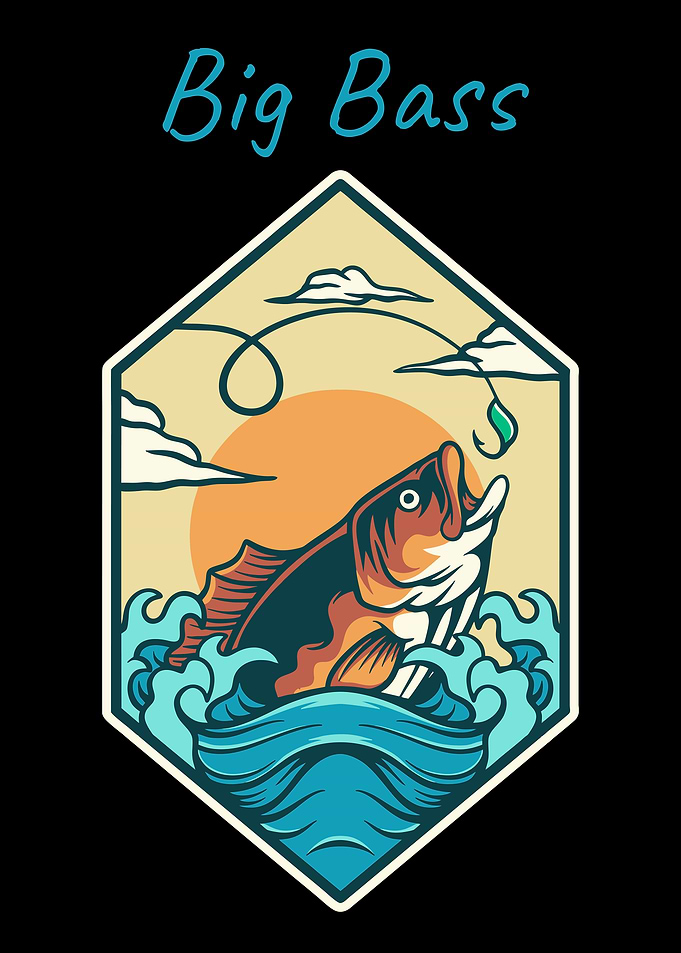 Big Bass Fishing Illustration