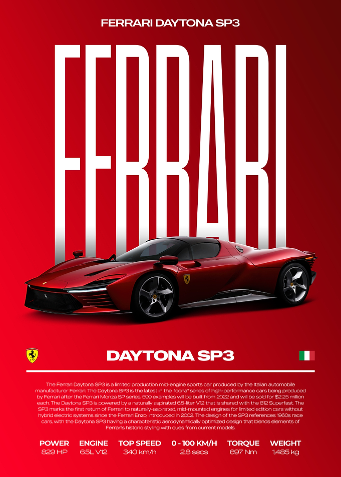 Ferrari Daytona SP3 Car Poster