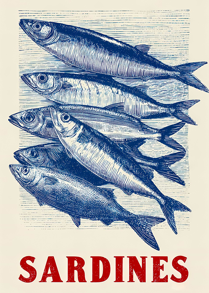 Sardines Illustration with Text