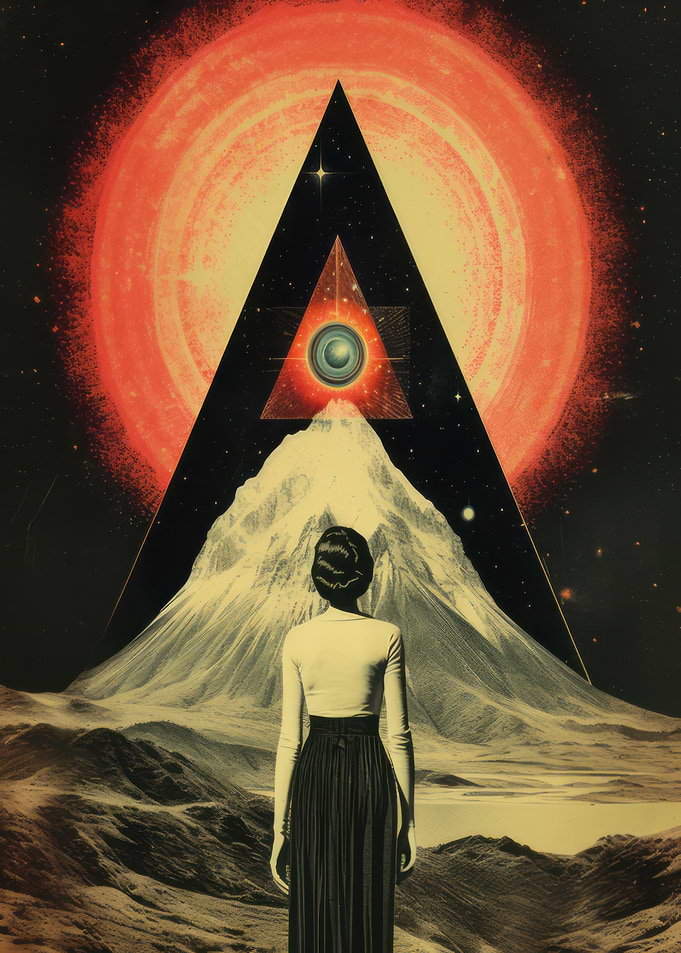 Woman Gazing at Cosmic Mountain