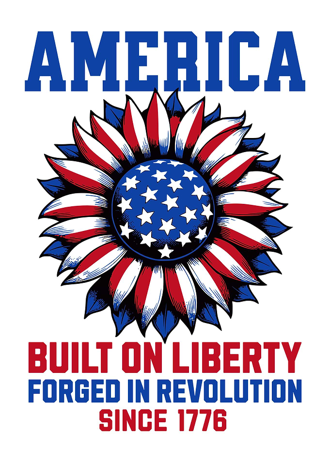 America Built on Liberty Poster – Patriotic Wall Art, Independence 1776 Decor, American Pride Metal Print