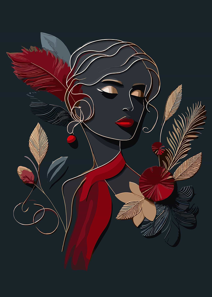 Art Deco Woman with Feathers